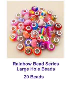Rainbow Bead Series Large Hole Beads  20 Beads